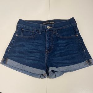 Express dark wash cuffed, stretch fabric jean shorts - size 2